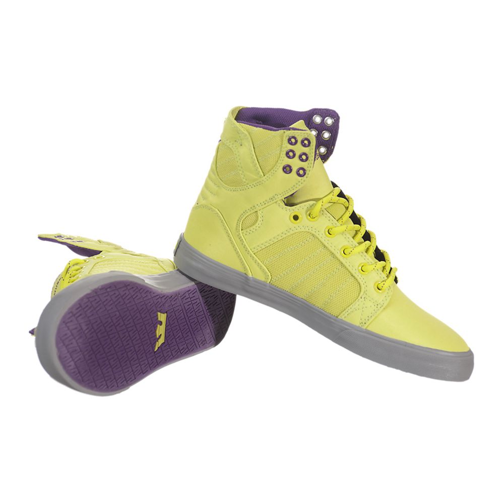 Baskets Montantes Supra SkyTop Jaune Acid Yellow/Light Grey Femme | ZAJ-43883085